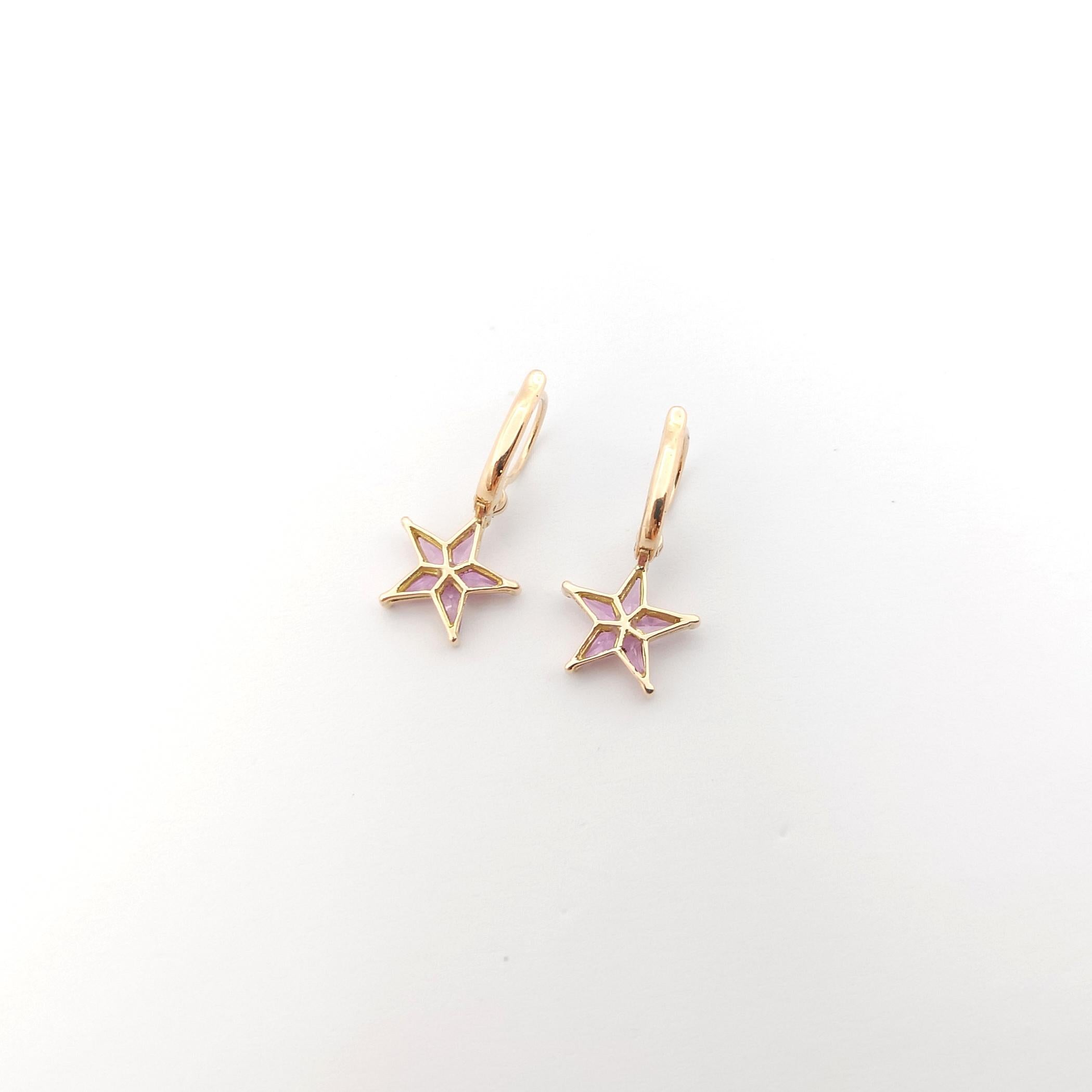 Pink Sapphire with Diamond Star Earrings set in 18K Rose Gold Settings For Sale 2