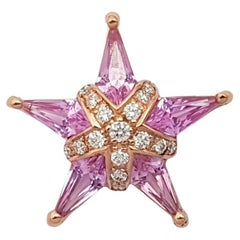 Colgante de zafiro rosa con estrella de diamantes engastado en oro rosa de 18 quilates