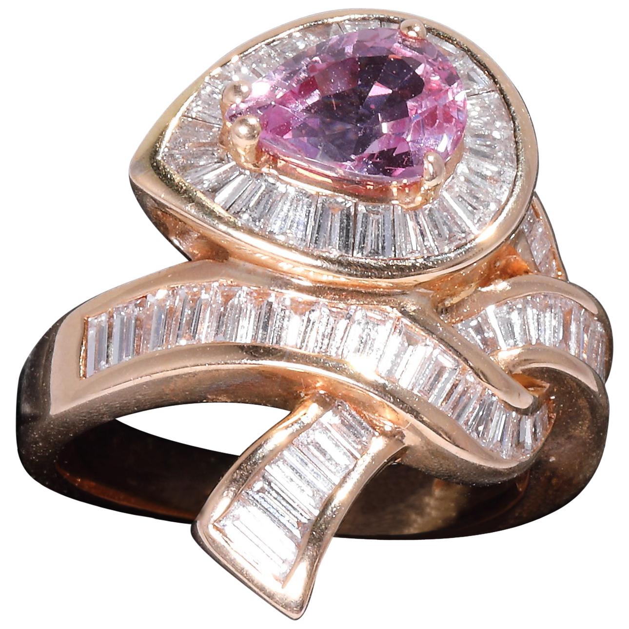 Pink Sapphire with Diamonds in Rose Gold