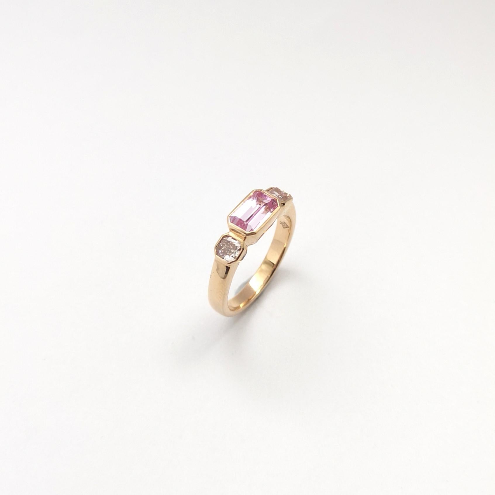 Pink Sapphire with Pink Diamond Ring set in 18K Rose Gold Settings For Sale 7