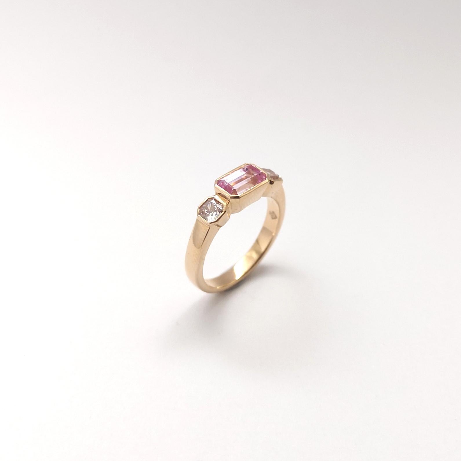 Pink Sapphire with Pink Diamond Ring set in 18K Rose Gold Settings For Sale 8
