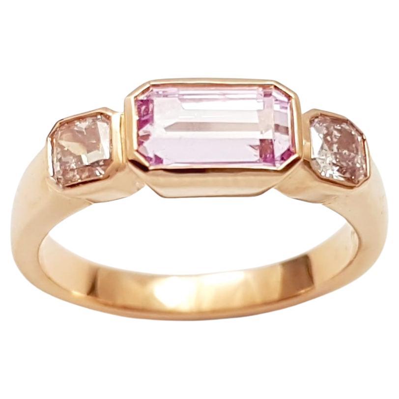 Pink Sapphire with Pink Diamond Ring set in 18K Rose Gold Settings
