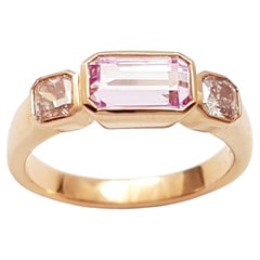 Pink Sapphire with Pink Diamond Ring set in 18K Rose Gold Settings