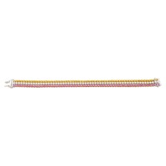 Pink Sapphire, Yellow Sapphire and Diamond  Bracelet set in 18 Karat White Gold