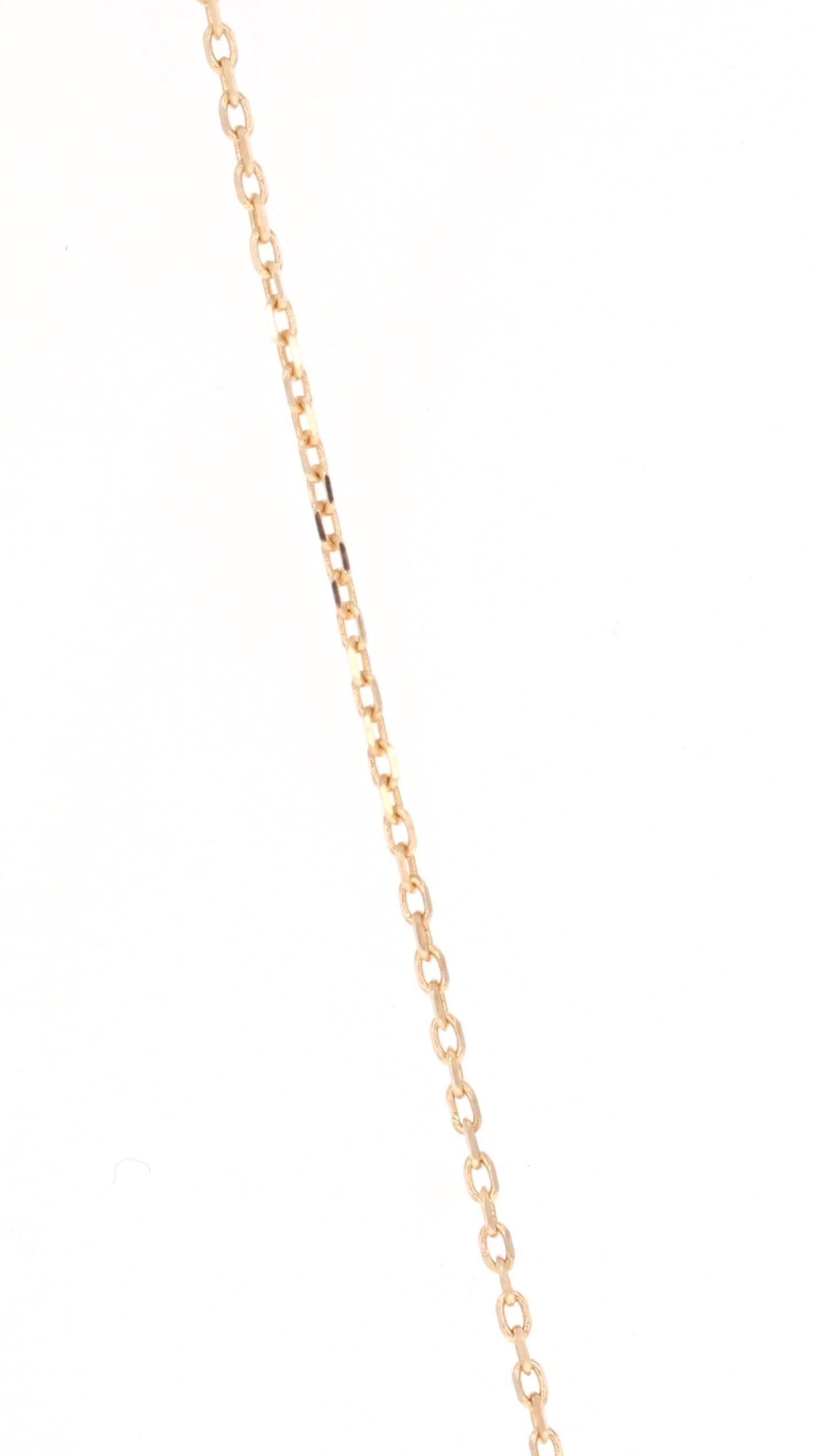 Round Cut Pink Sapphire Yellow Sapphire Diamond 14 Karat Yellow Gold Chain Bar Necklace For Sale