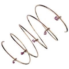Pink Sapphires 1.03 KT White Diamonds 0.10 Karat 18Kt Rose Gold Spring Bracelet