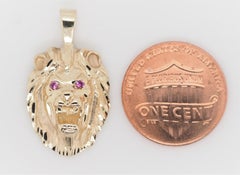 Pink Sapphires 14 Karat Yellow Gold Lion Charm Pendant