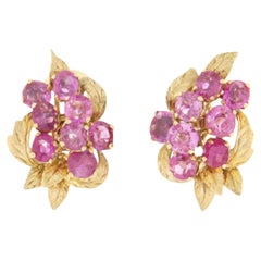 Pink Sapphires 14 Karat Yellow Gold Stud Earrings