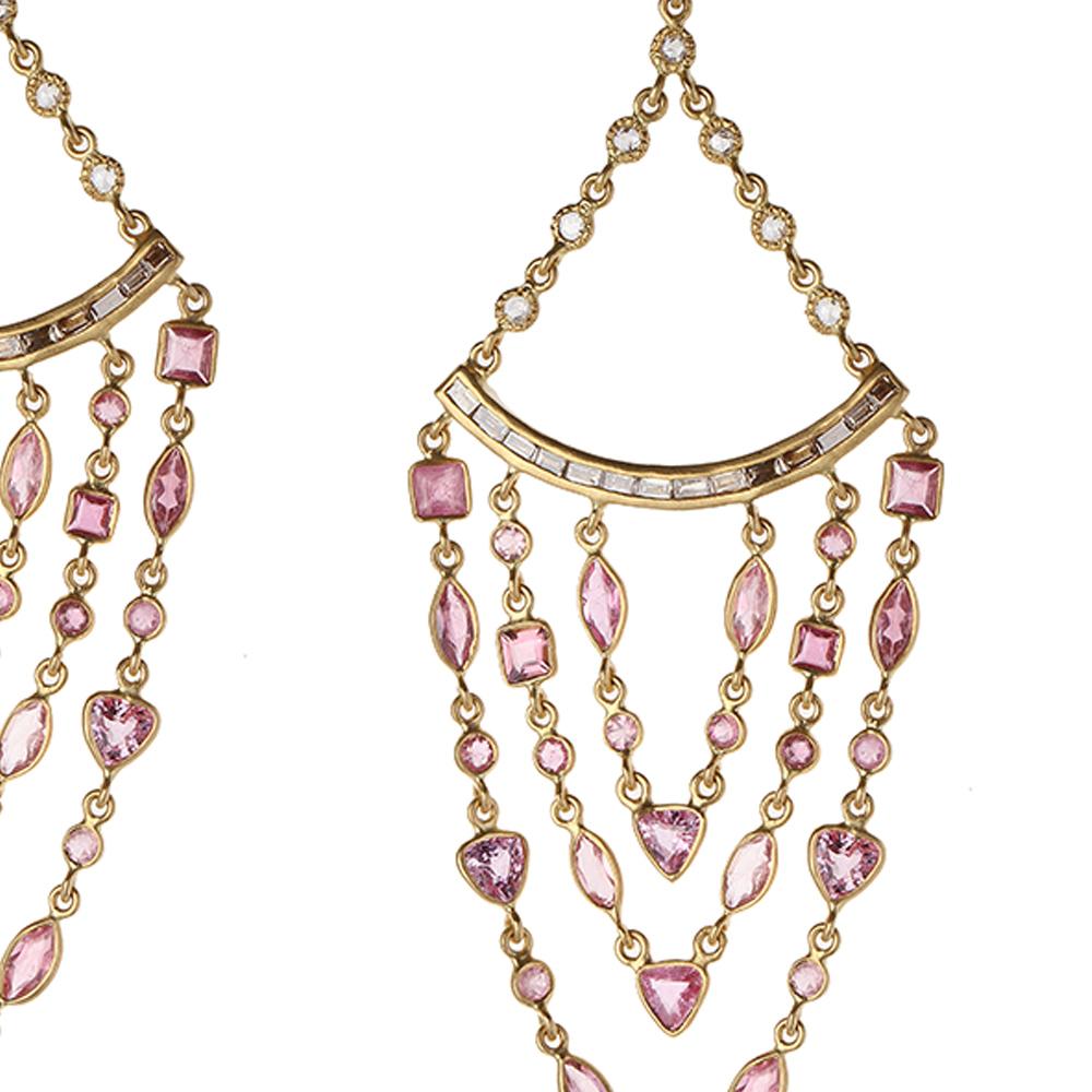 Vorhang-Ohrringe mit rosa Saphiren und 1,43 Karat Diamanten (Zeitgenössisch) im Angebot