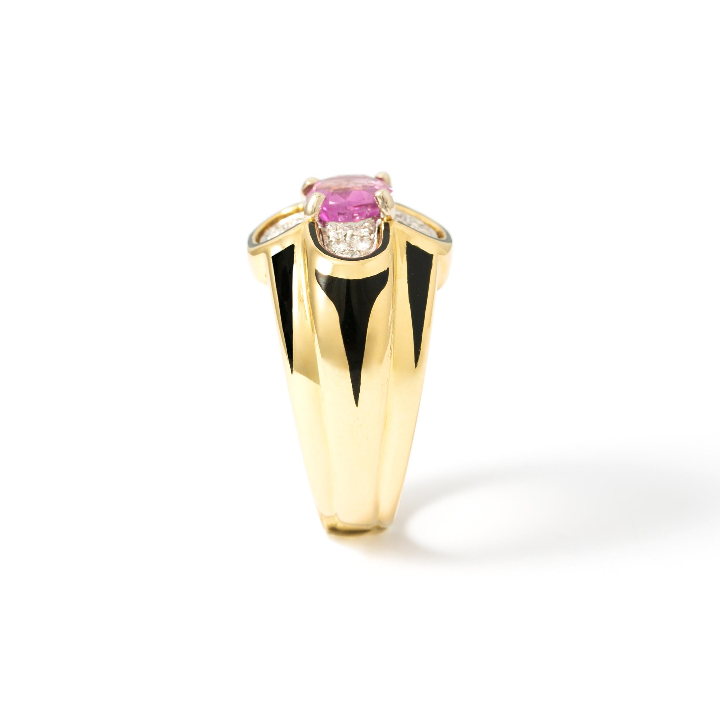 Women's Pink Sapphires and Diamond Gold Ring For Sale