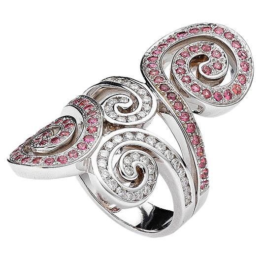 Pink Sapphires and Diamond Ring