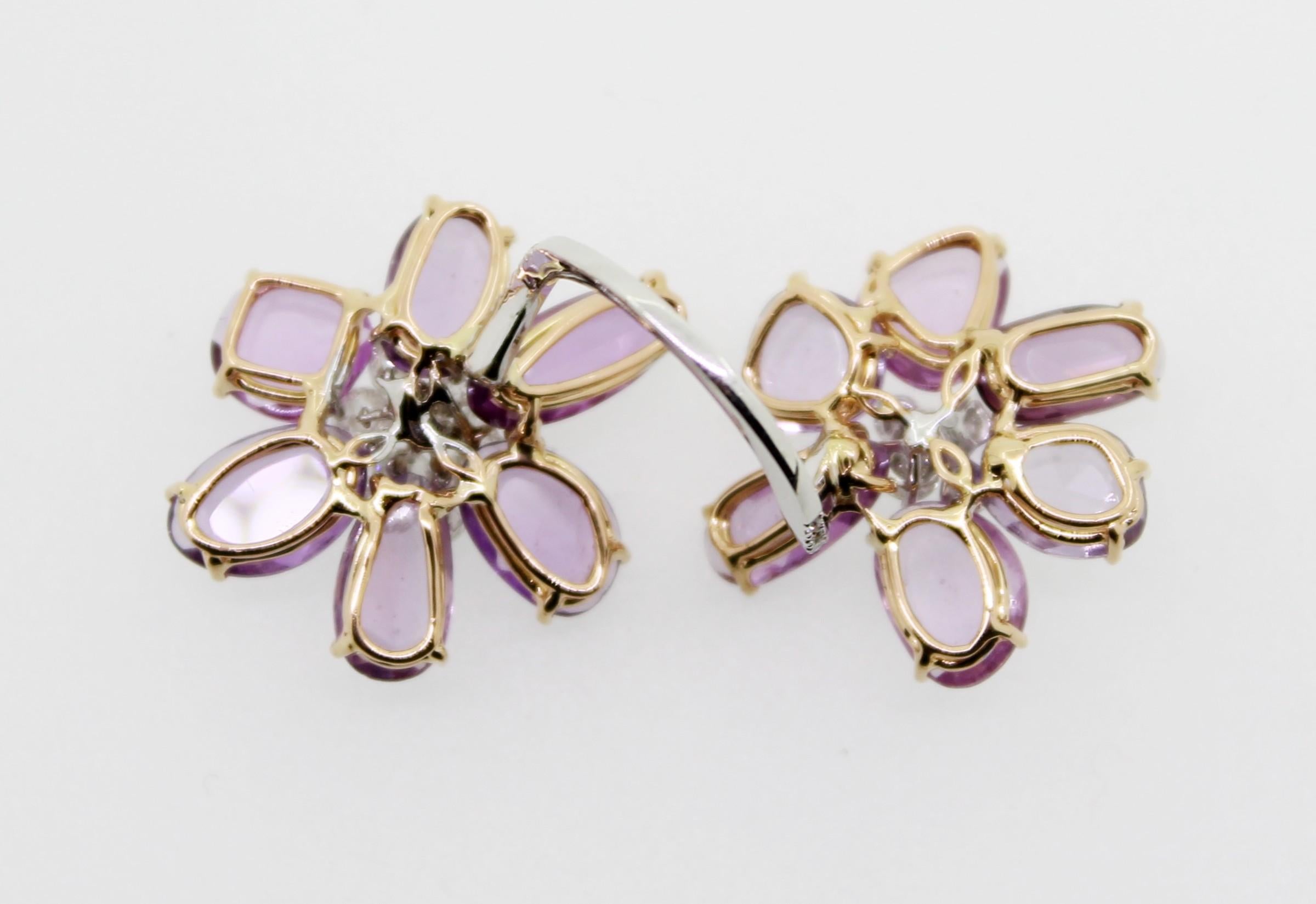 Pink Sapphires and Diamonds Double Flower Cocktail Ring For Sale 2