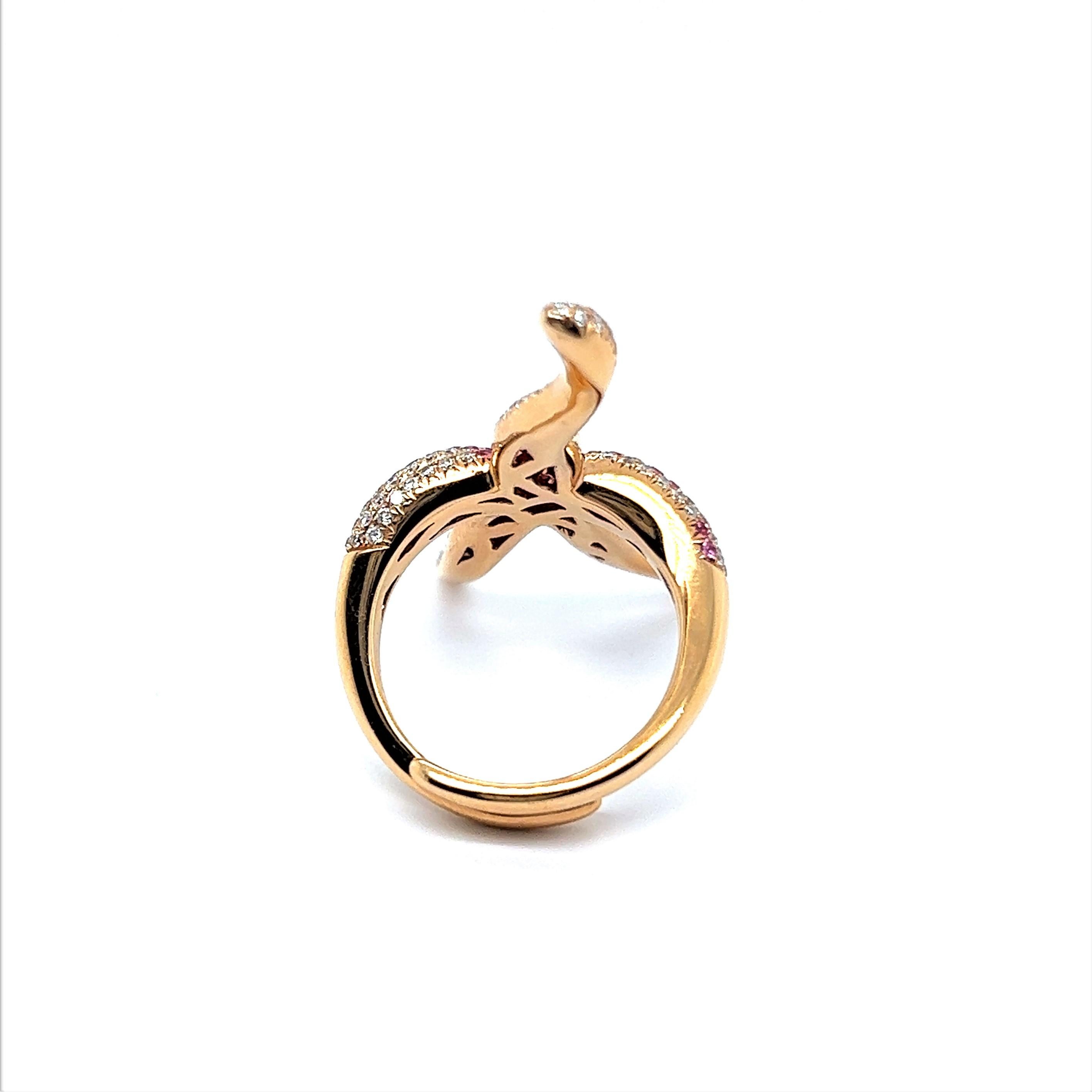 Brilliant Cut Pink Sapphire and Diamond Sea Star Ring in 18 Karat Rose Gold For Sale
