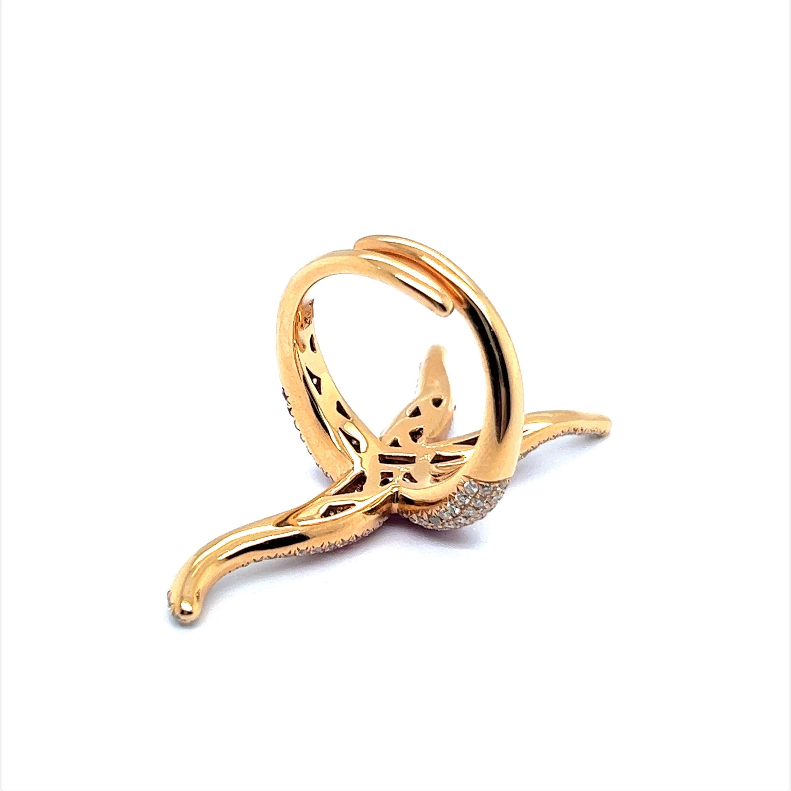 Pink Sapphire and Diamond Sea Star Ring in 18 Karat Rose Gold For Sale 2