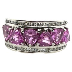 Pink Sapphires & Diamond Dress Ring Set in 18ct White Gold