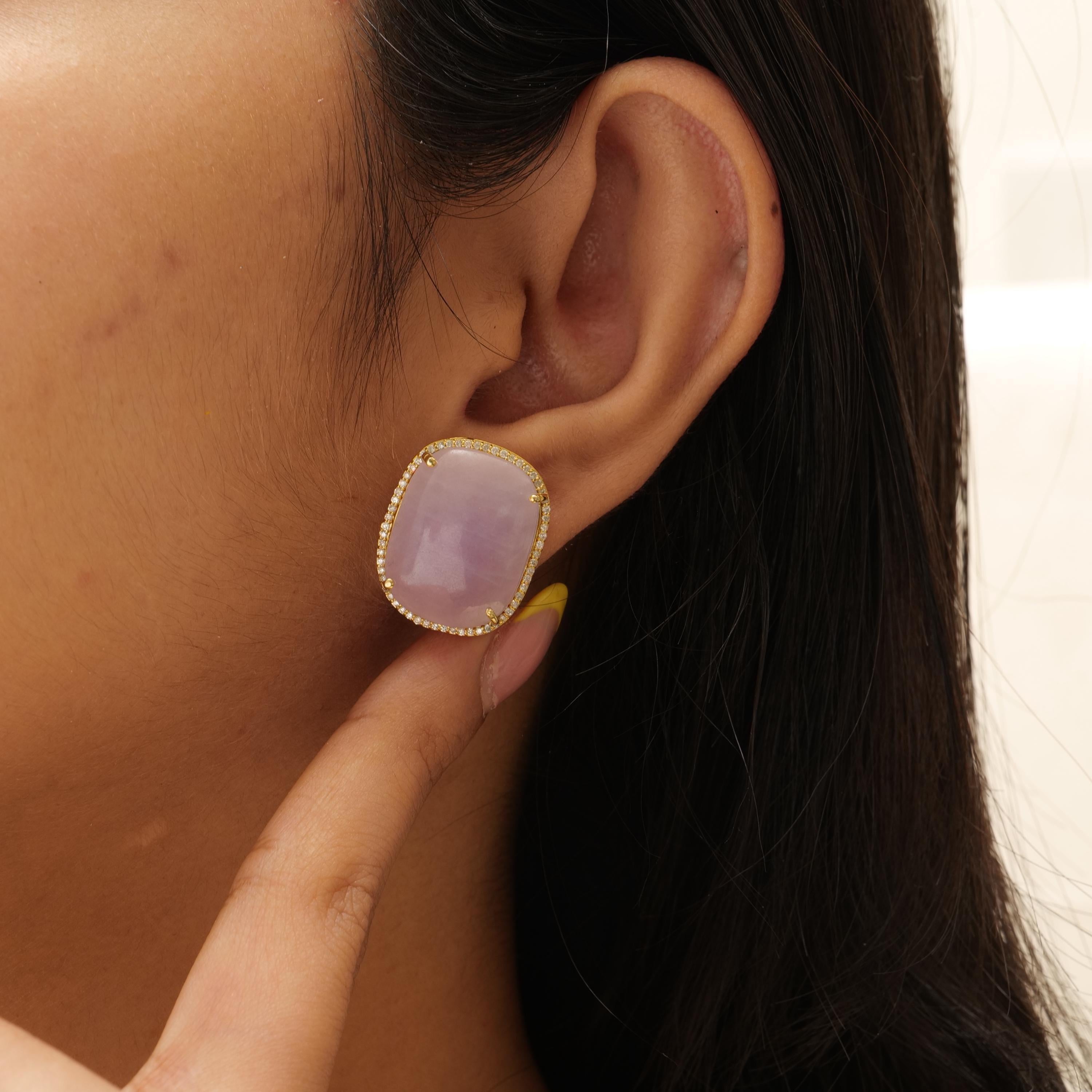 Pendientes de zafiros rosas con halo de diamantes en oro macizo de 14 quilates (certificado) Corte cojín en venta