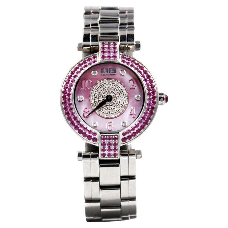 Pink Sapphires and Diamond Pave Dial Luxury Swiss Quartz  display picture 1
