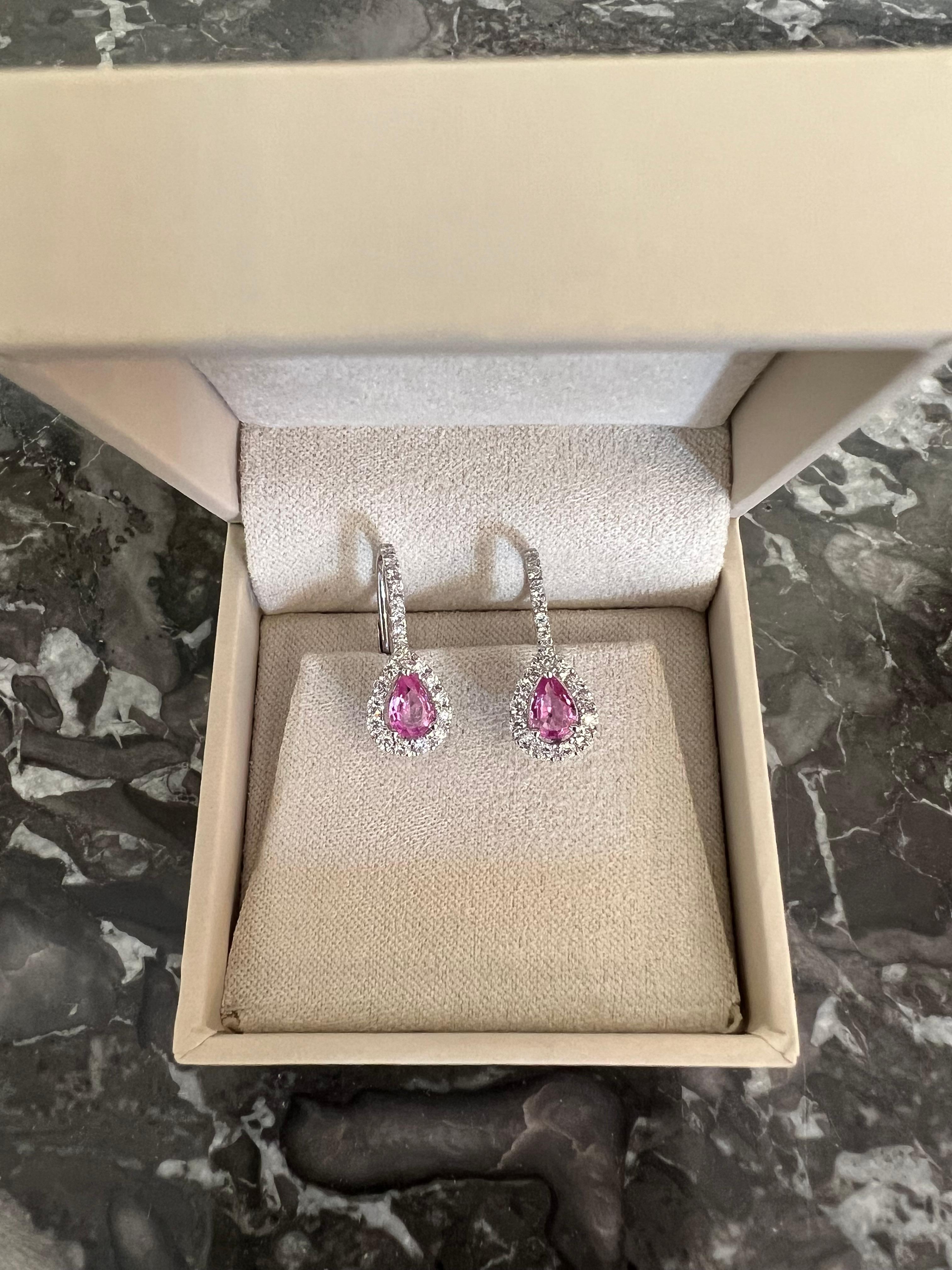 Mixed Cut Pink Sapphires Diamonds 18 Carat White Gold Earrings