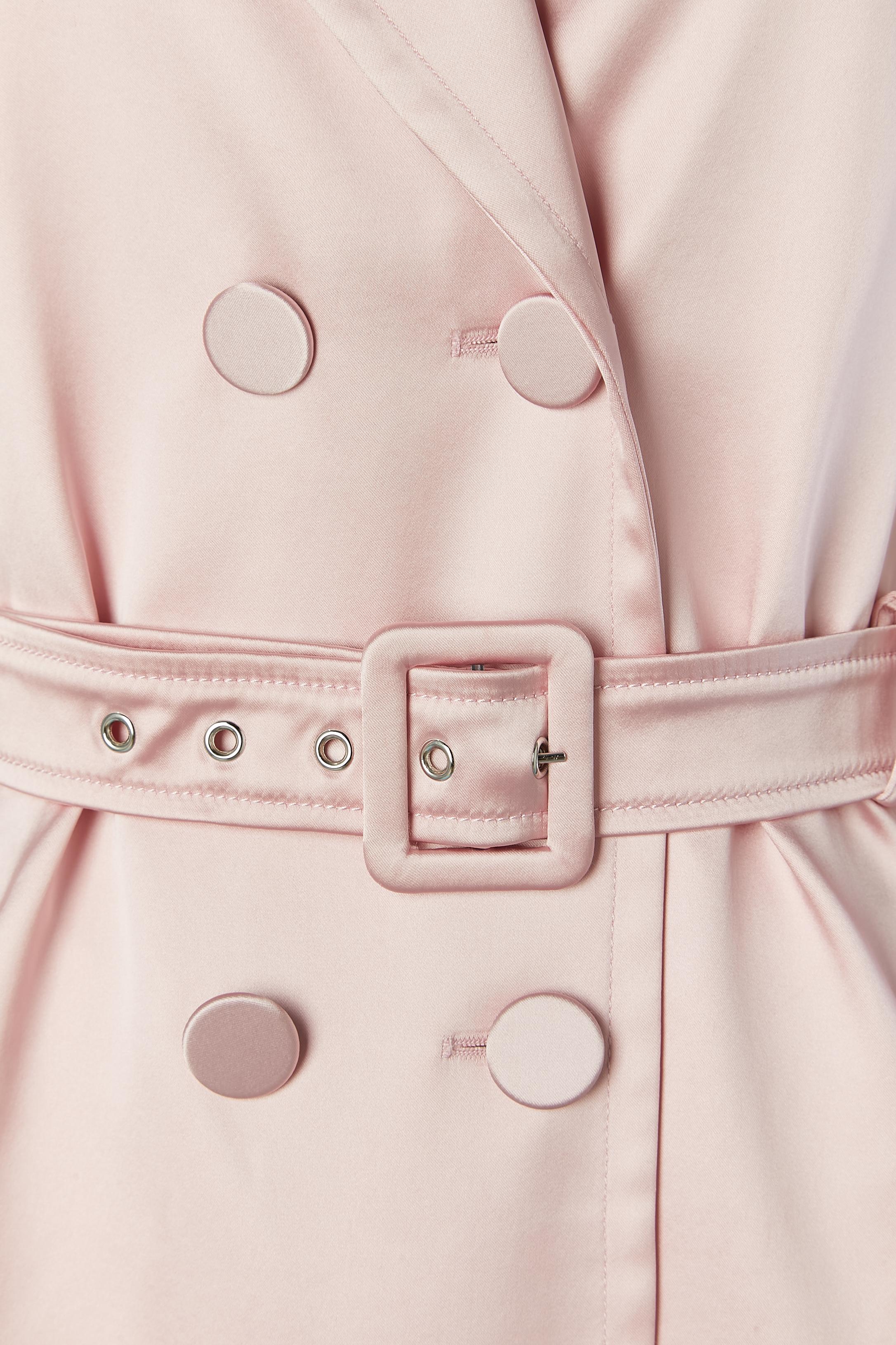 Beige Pink satin double-breasted coat Boutique MOSCHINO For Sale