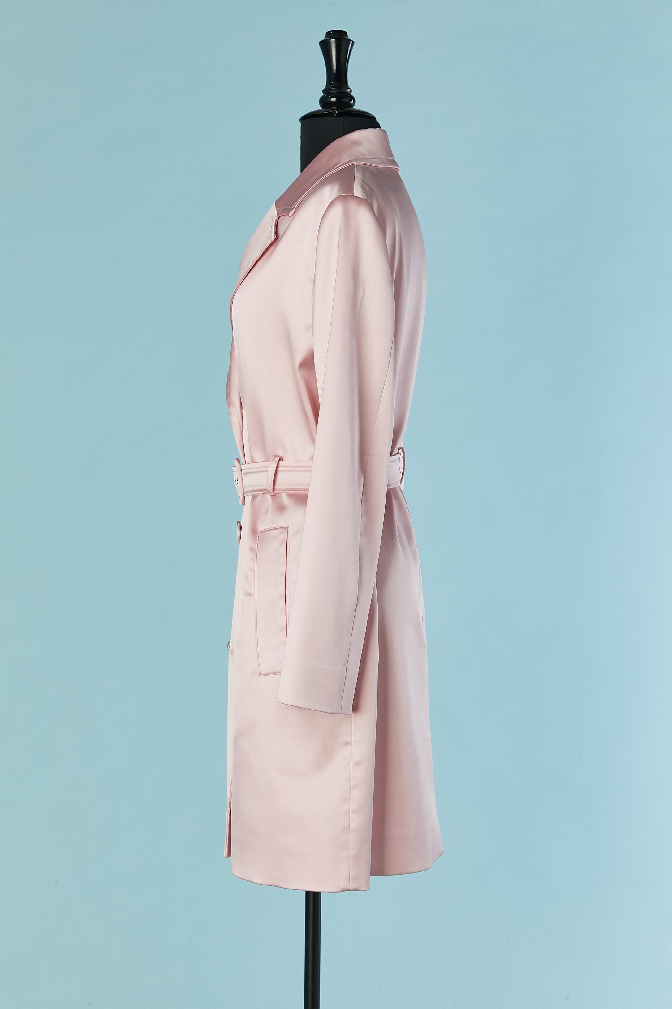 Women's Pink satin double-breasted coat Boutique MOSCHINO For Sale