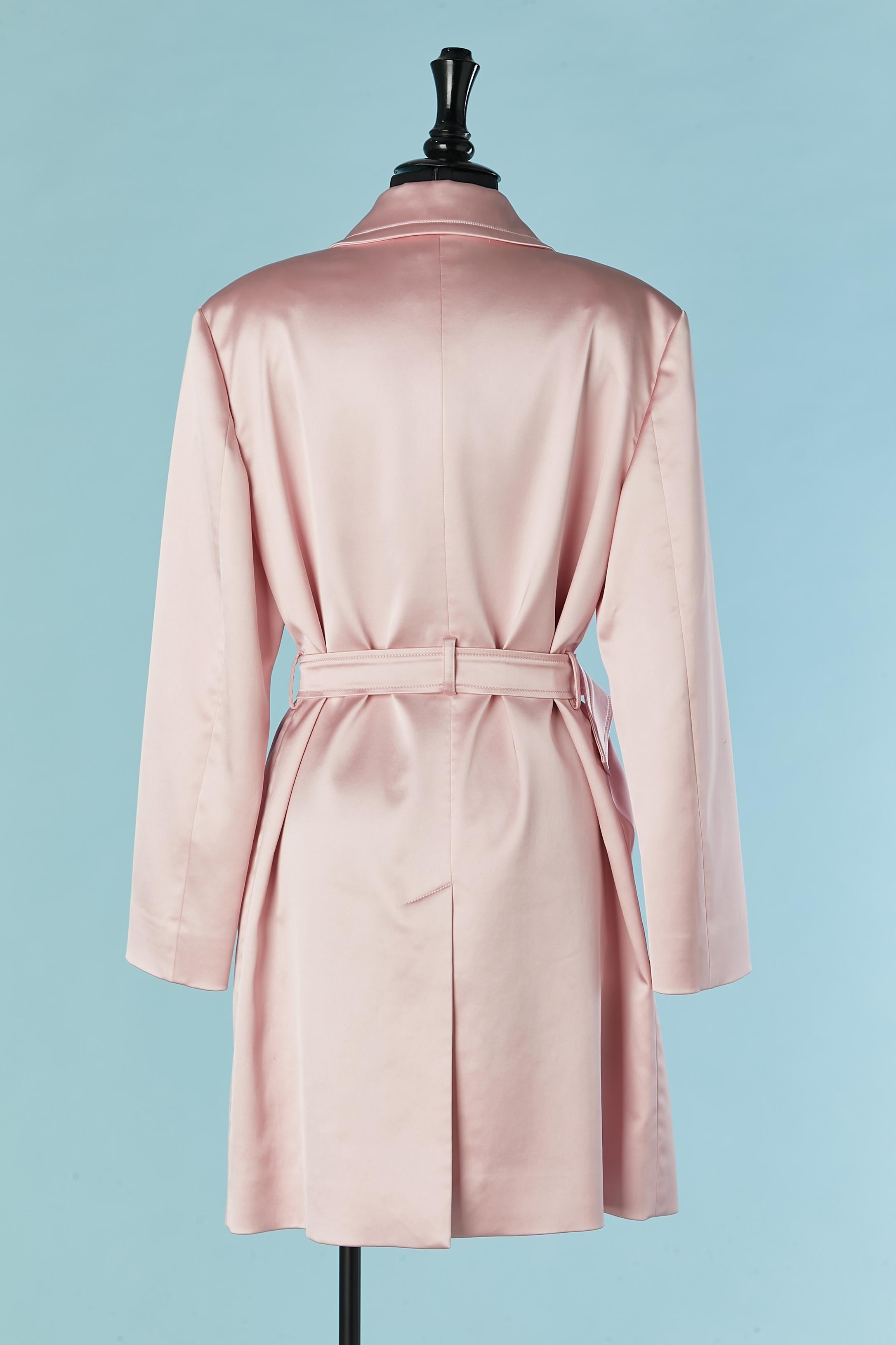 Pink satin double-breasted coat Boutique MOSCHINO For Sale 1
