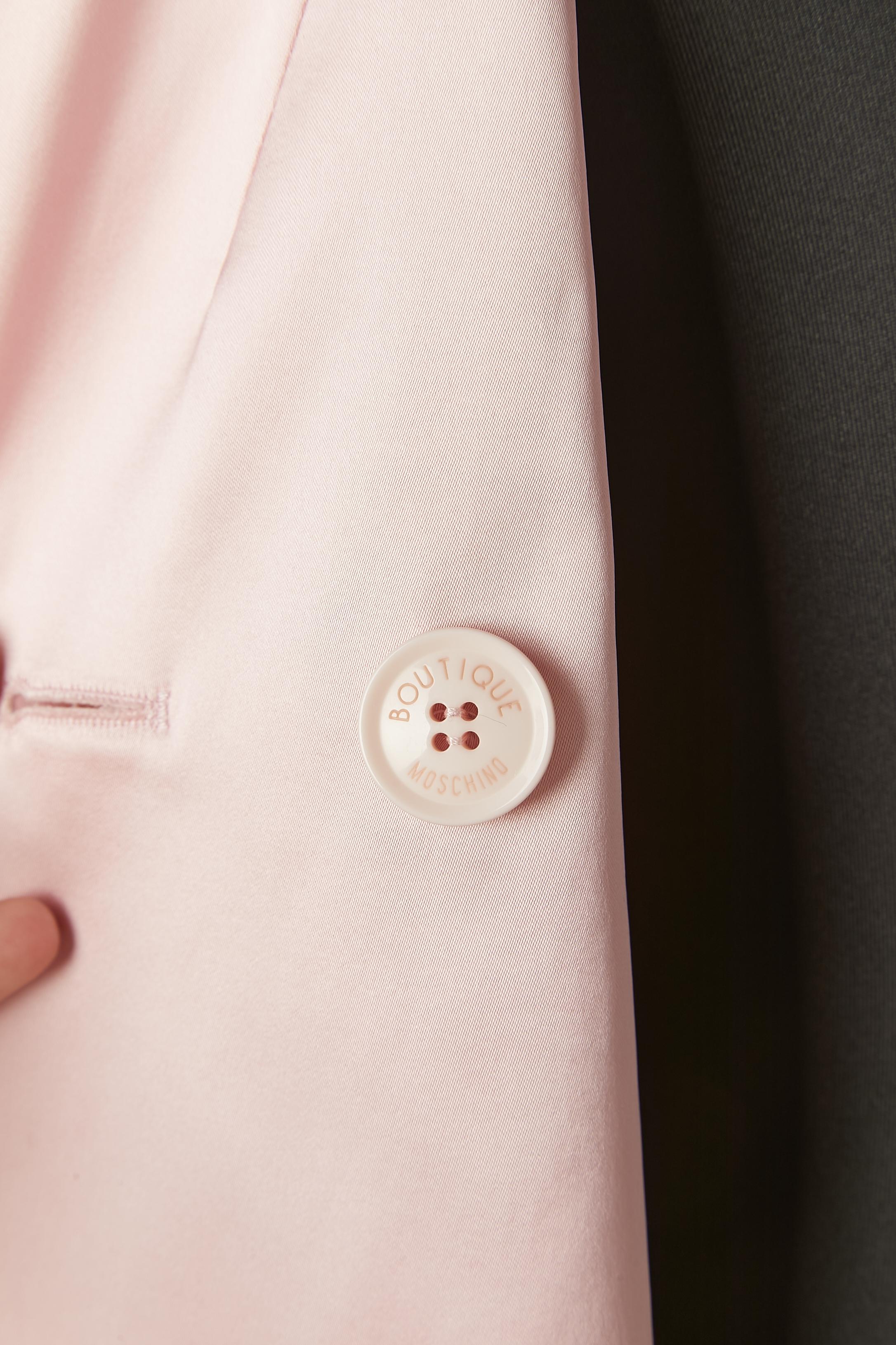 Pink satin double-breasted coat Boutique MOSCHINO For Sale 2