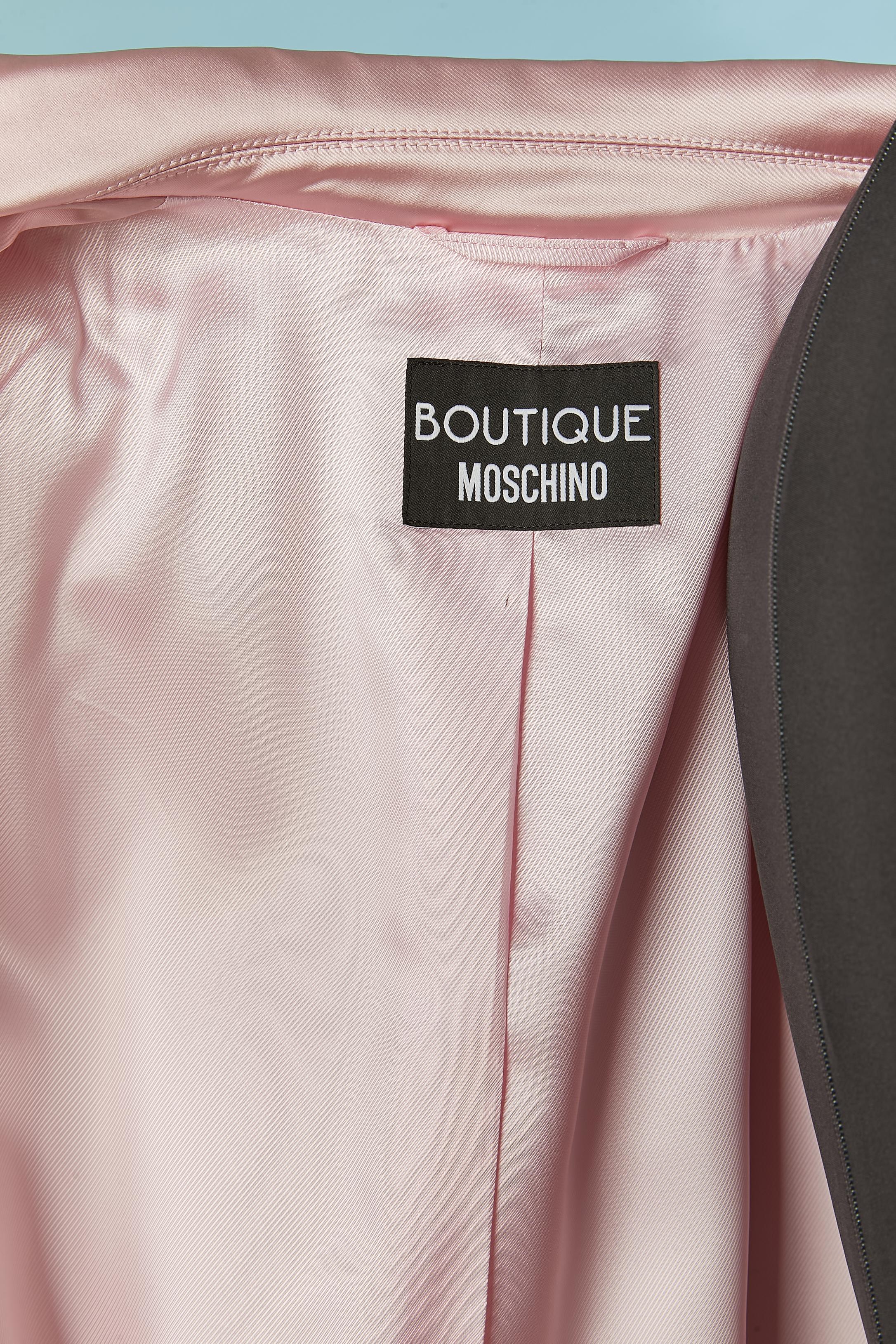 Pink satin double-breasted coat Boutique MOSCHINO For Sale 3