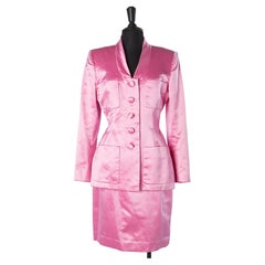 Pink satin skirt-suit Oscar de la Renta for Saks Fifth Avenue 