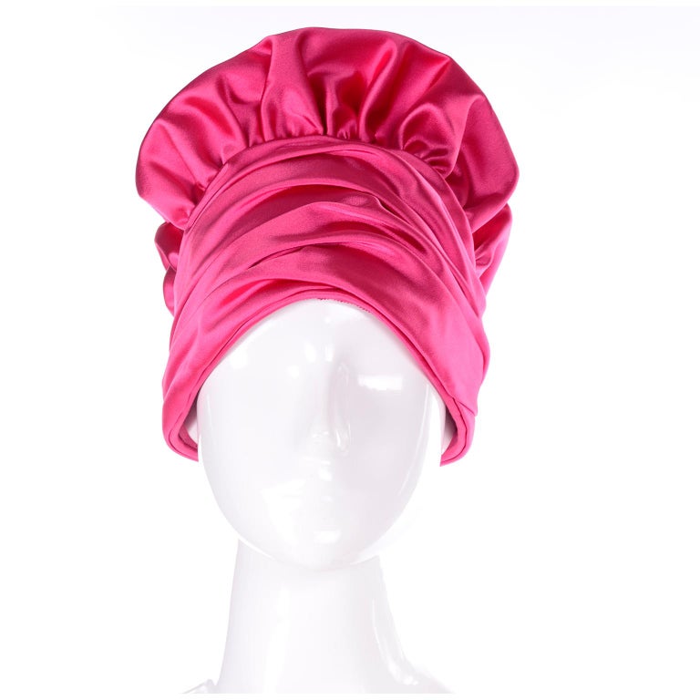 Pink Satin Structured Designer Vintage Statement Hat Nicholas Ungar Boutique For Sale 7