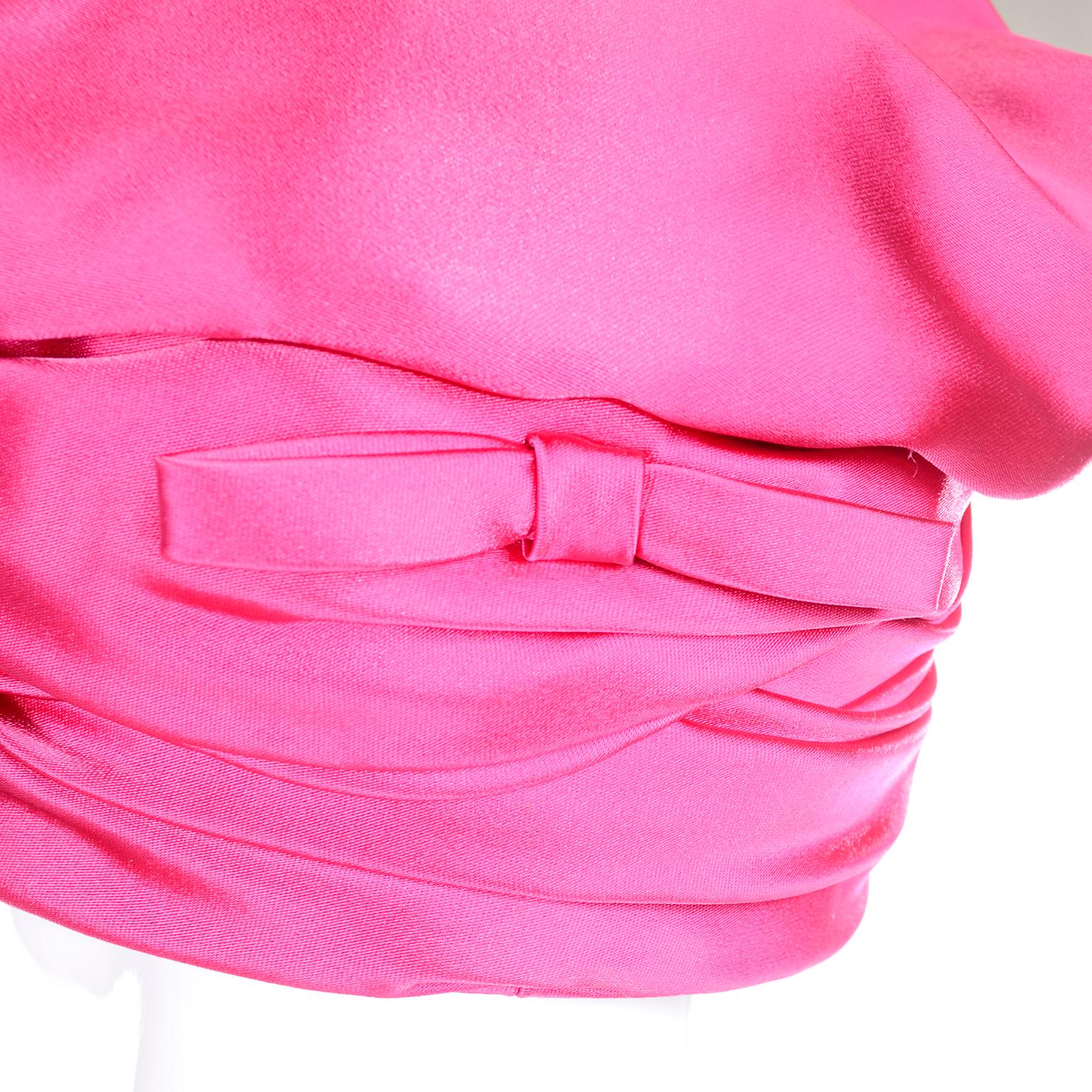 Pink Satin Structured Designer Vintage Statement Hat Nicholas Ungar Boutique For Sale 1