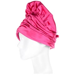 Pink Satin Structured Designer Vintage Statement Hat Nicholas Ungar Boutique