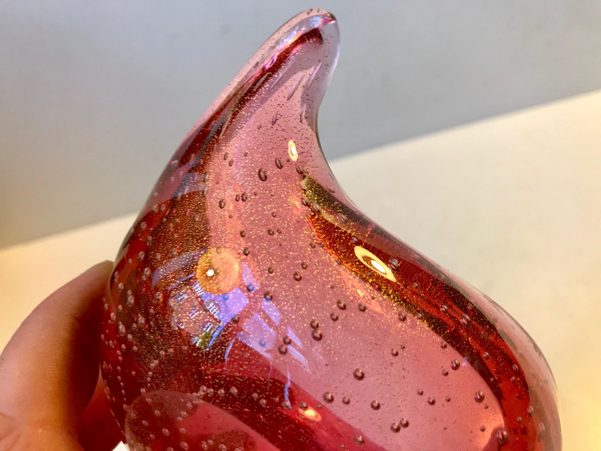 Pink Seguso Murano Ashtray with Gold Dust, 1960s In Good Condition For Sale In Esbjerg, DK
