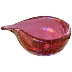 Retro Pink Seguso Murano Ashtray with Gold Dust, 1960s