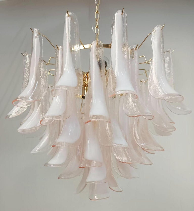 Italian chandelier with vintage 1960s white and pink 