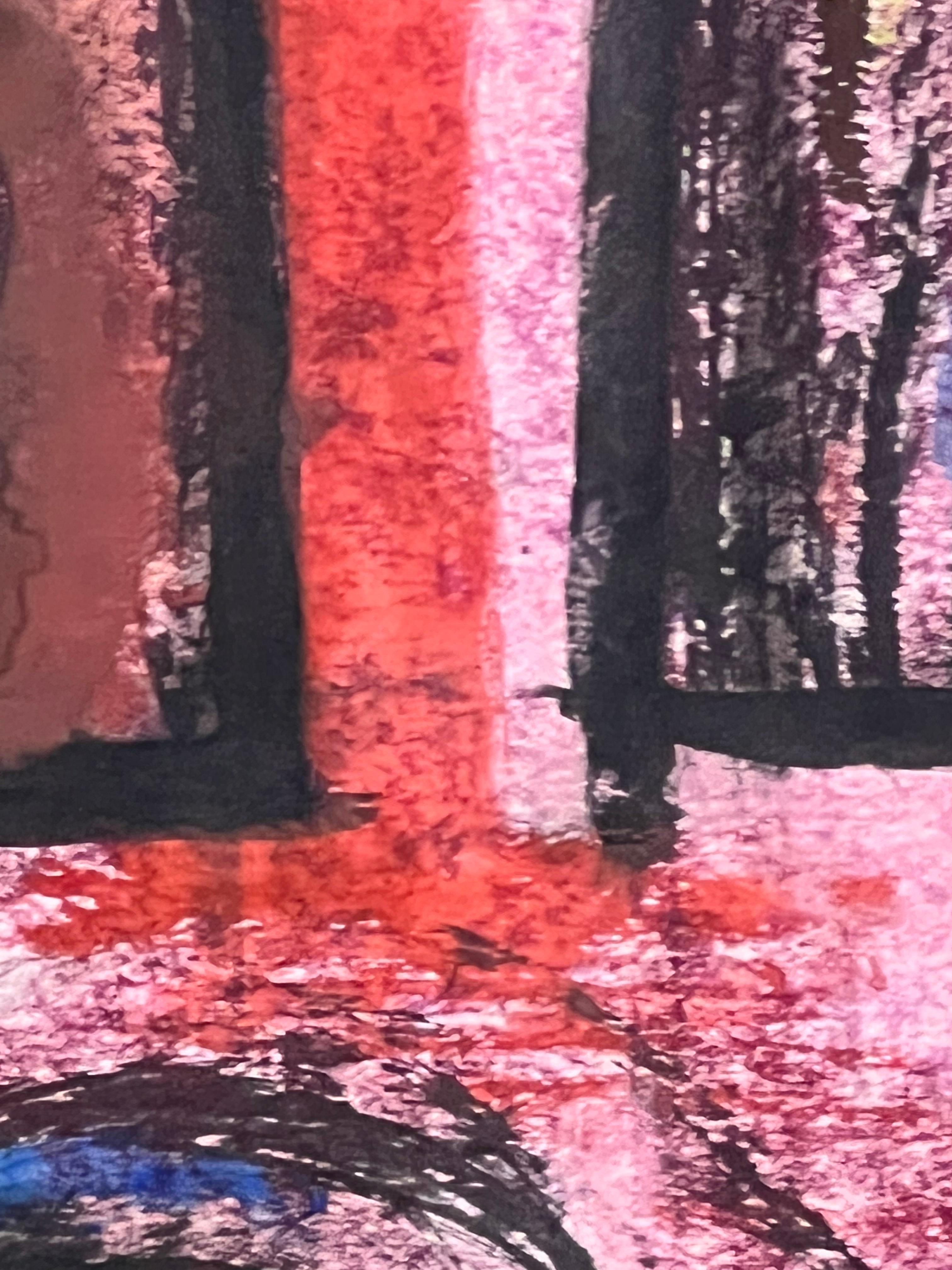 Aquarelle semi-abstraite rose - Nature morte du peintre français  France Cami Excellent état - En vente à Pasadena, CA