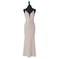 Used Pink sequin evening dress on tulle 