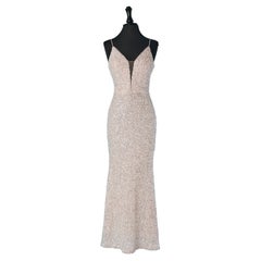 Pink sequin evening dress on tulle