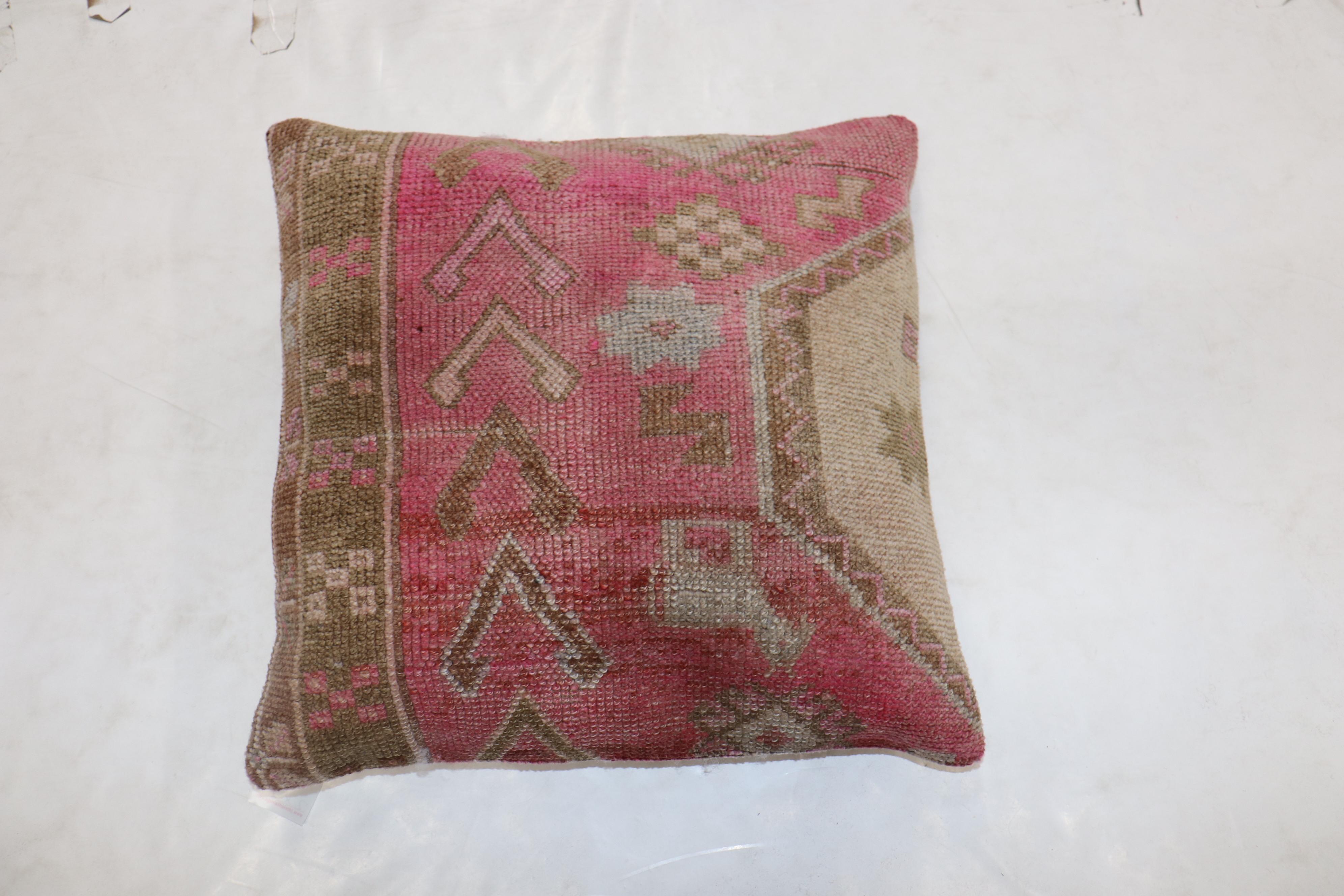 Set of pillows made from a mid-20th century pink color Turkish Anatolian rug.
Measuring 24'' x 24'' respectively