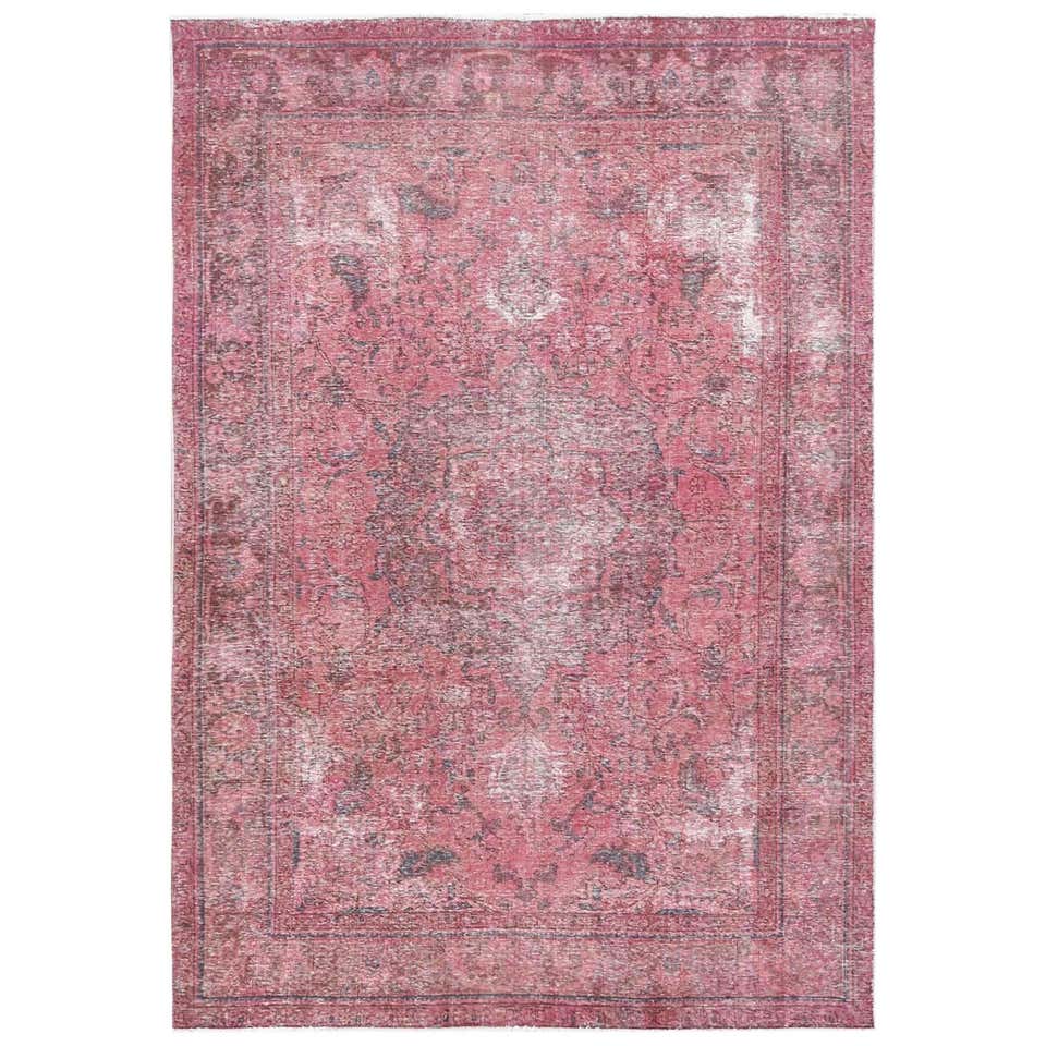 Pink Overcast Semi Antique Persian Kerman Oriental Rug For Sale at 1stDibs
