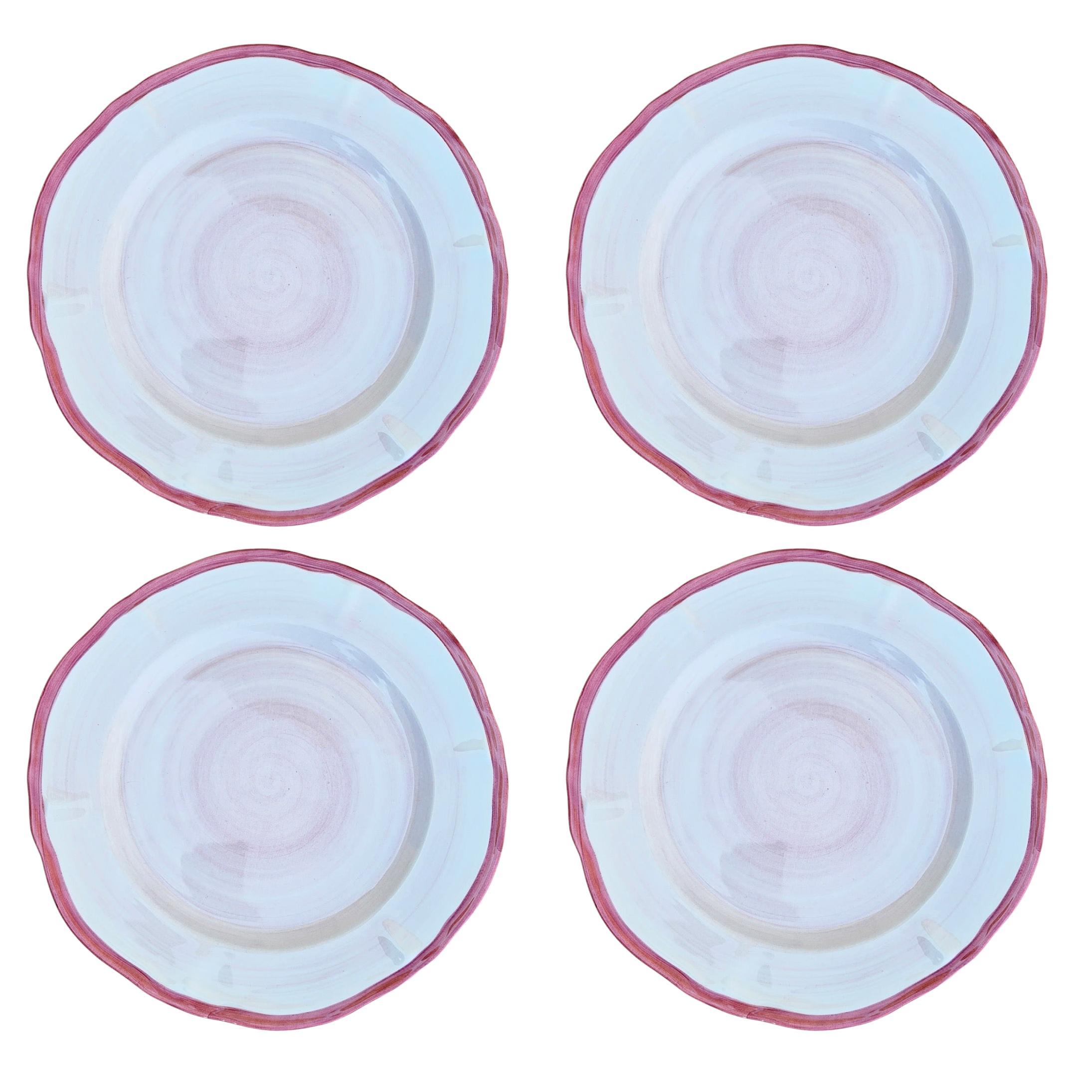 Pink Shade Hand-Painted Ceramic Salad Plate - Set of 4 - Made in Italy