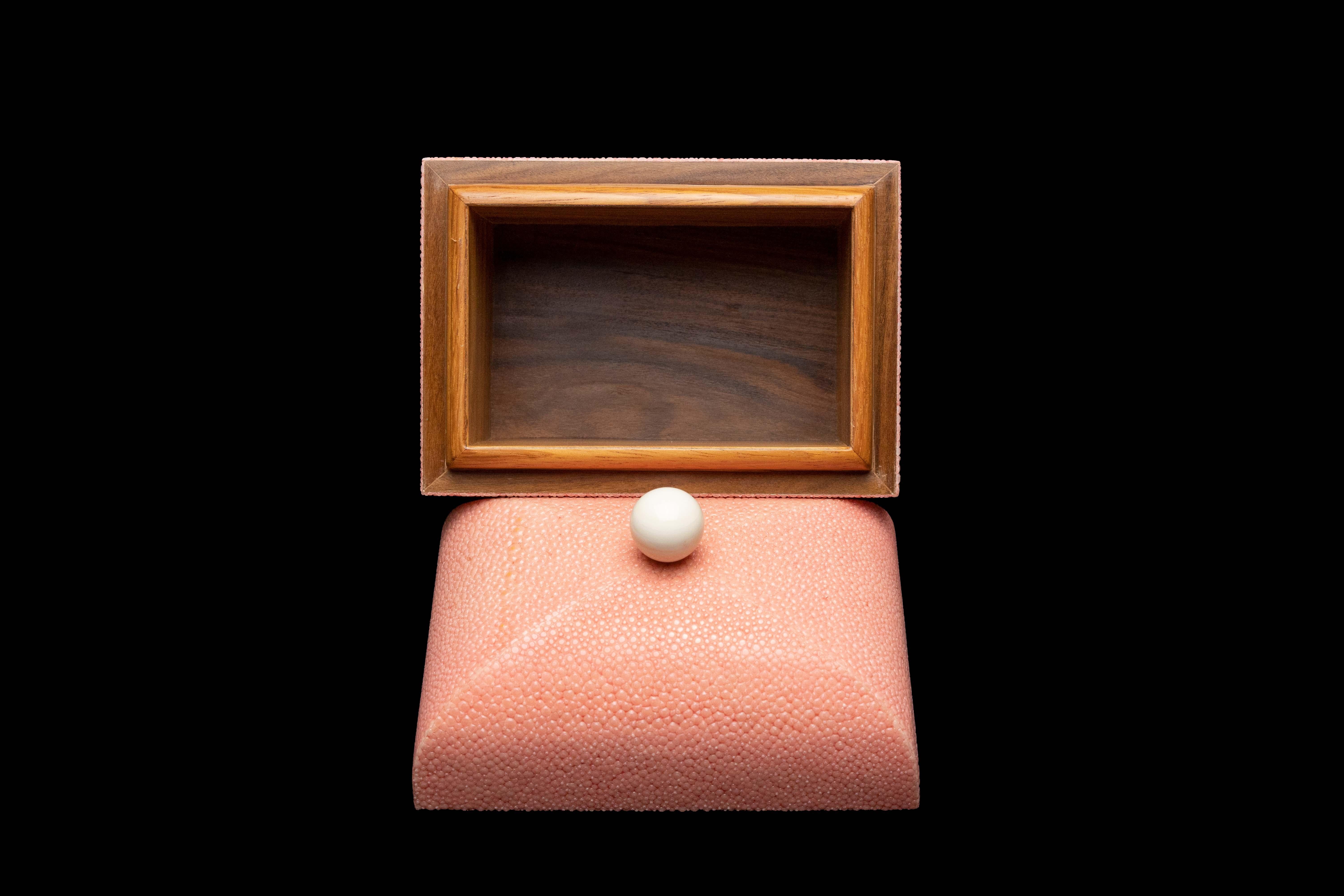 Contemporary Pink Shagreen Box w/ Bone Top