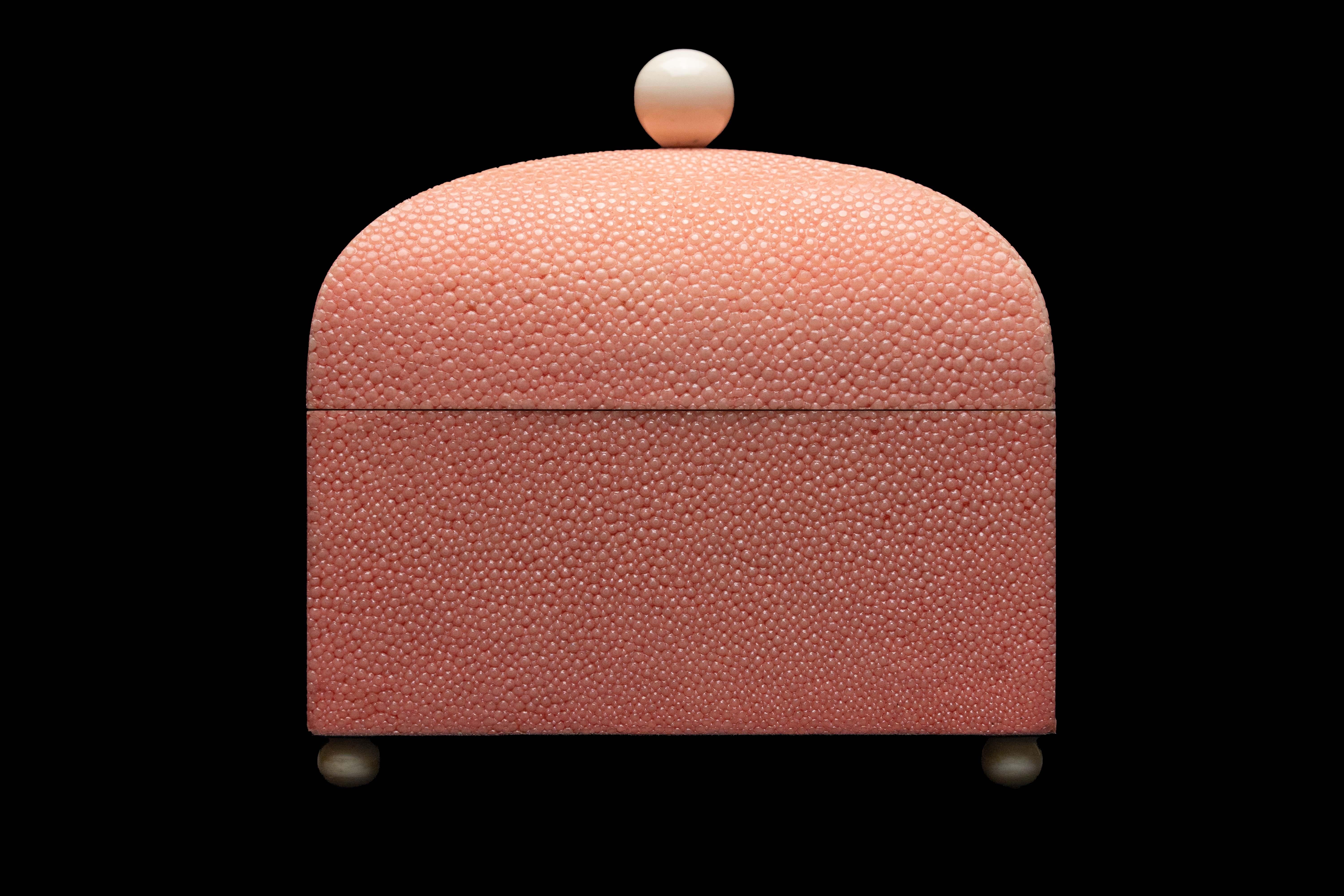 Pink Shagreen Box w/ Bone Top 1