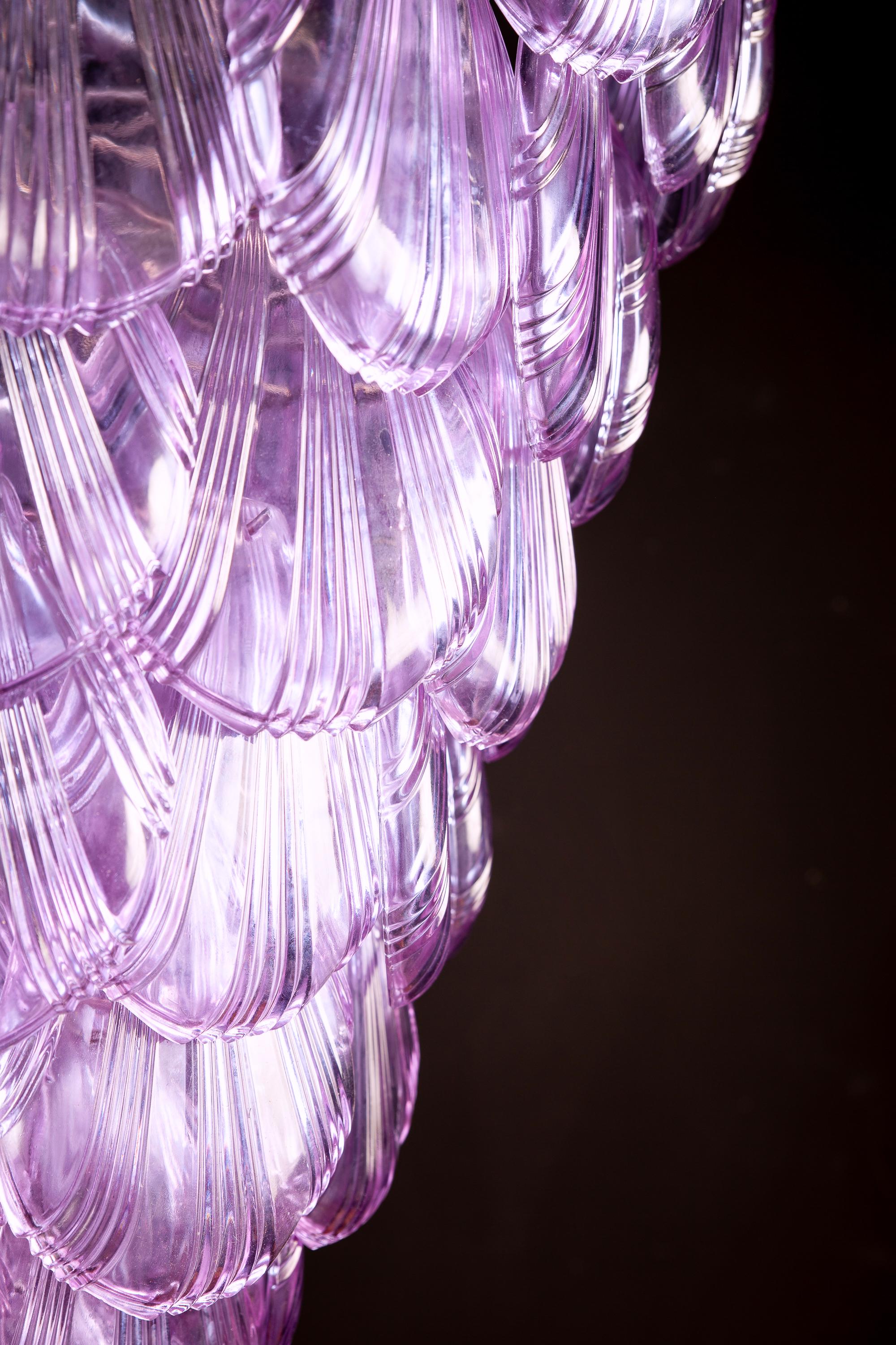 Pink Shell Murano Glass Huge Chandelier 1980 For Sale 3