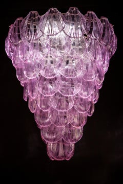 Pink Shell Murano Glass Huge Chandelier, 1980