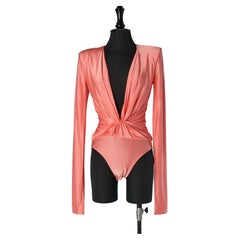 Pink shiny jersey bodysuit ALEXANDRE VAUTHIER