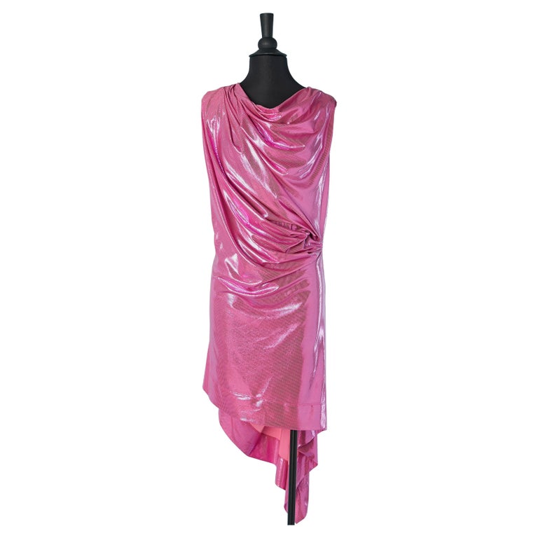 Pink shiny jersey draped cocktail dress Vivienne Westwood Red Label For  Sale at 1stDibs