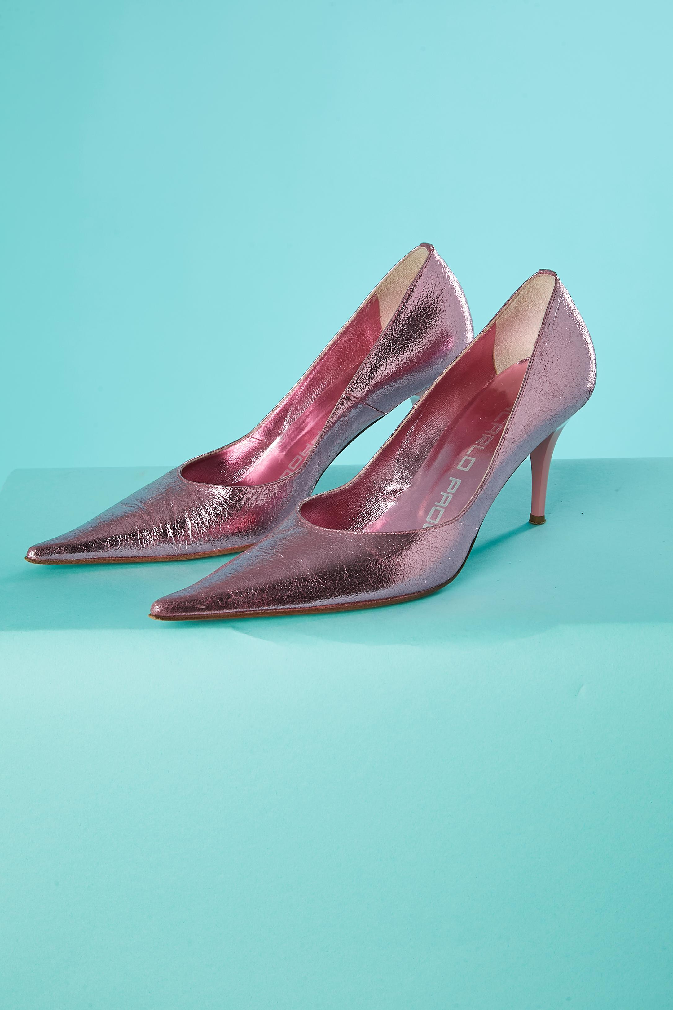 Tacón de aguja de piel brillante rosa GIANCARLO PAOLI Gris en venta