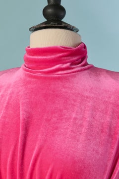 Pink short velvet turtle neck cocktail dress ALEXANDRE VAUTHIER FW 2023