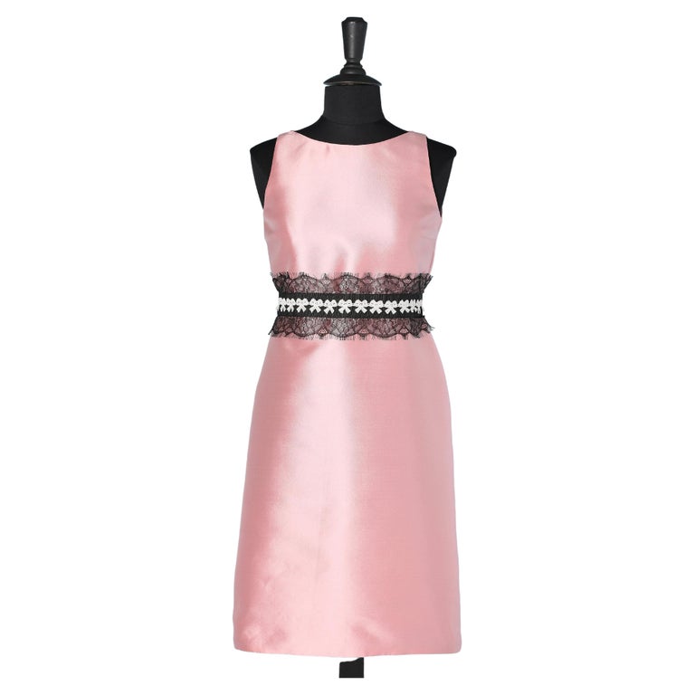 Pastel Pink & Black Lace Cocktail Dress main image 1
