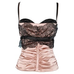 Bustier aus rosa Seide und schwarzer Spitze Dolce&Gabbana